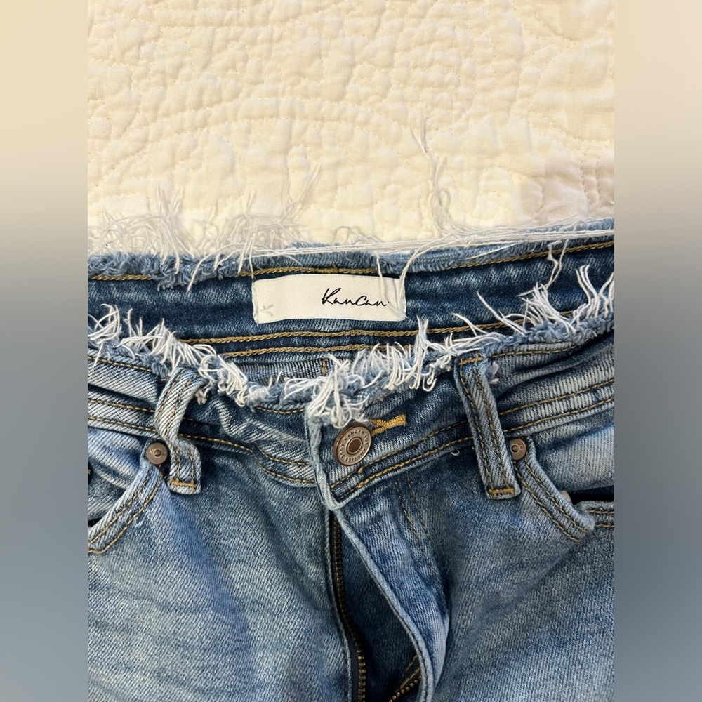 KanCan Straight Leg Distressed Fringe Jeans